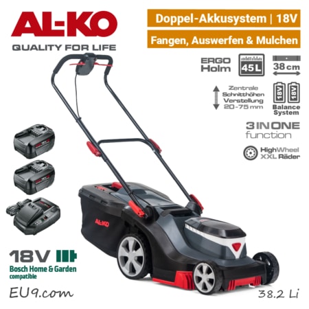 ALKO 38.2 Li Comfort Doppel 18V Akku-Rasenmäher Bosch-Home & Garden AL-KO EU9