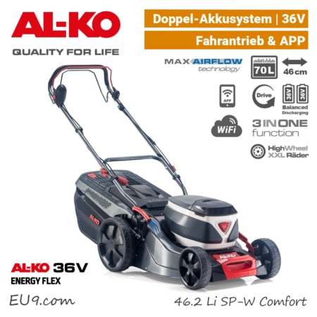 ALKO 46.2 Li SP W Akku-Rasenmäher 36V EnergyFlex 40V Antrieb Selbstfahrer 3-in-1 EU9