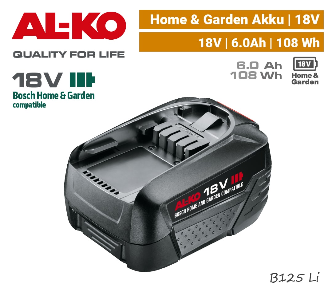 ALKO B125 Li Akku 18V Bosch Home & Garden 18 V power-for-all li-ion AL-KO B 125 Li 6 Ah 108 Wh EU9