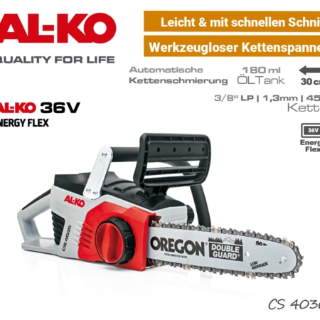 ALKO CS 4030 Akku-Motorsäge 36V EnergyFlex 40V Akku-Kettensäge AL-KO EU9