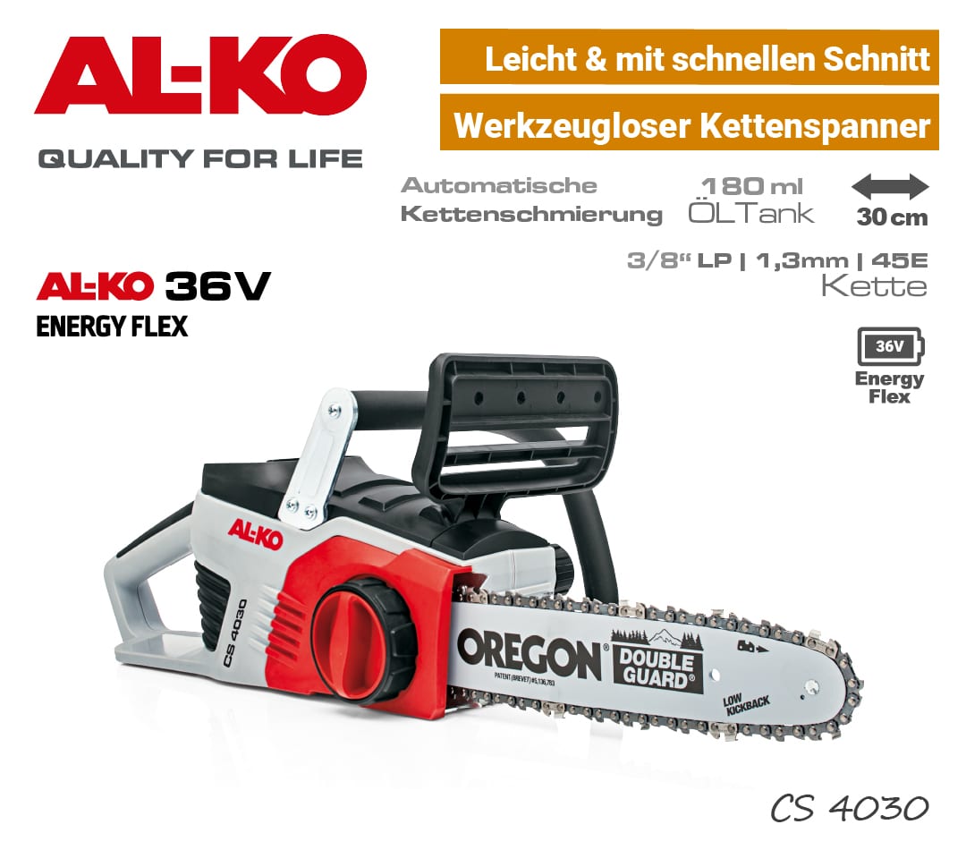 ALKO CS 4030 Akku-Motorsäge 36V EnergyFlex 40V Akku-Kettensäge AL-KO EU9