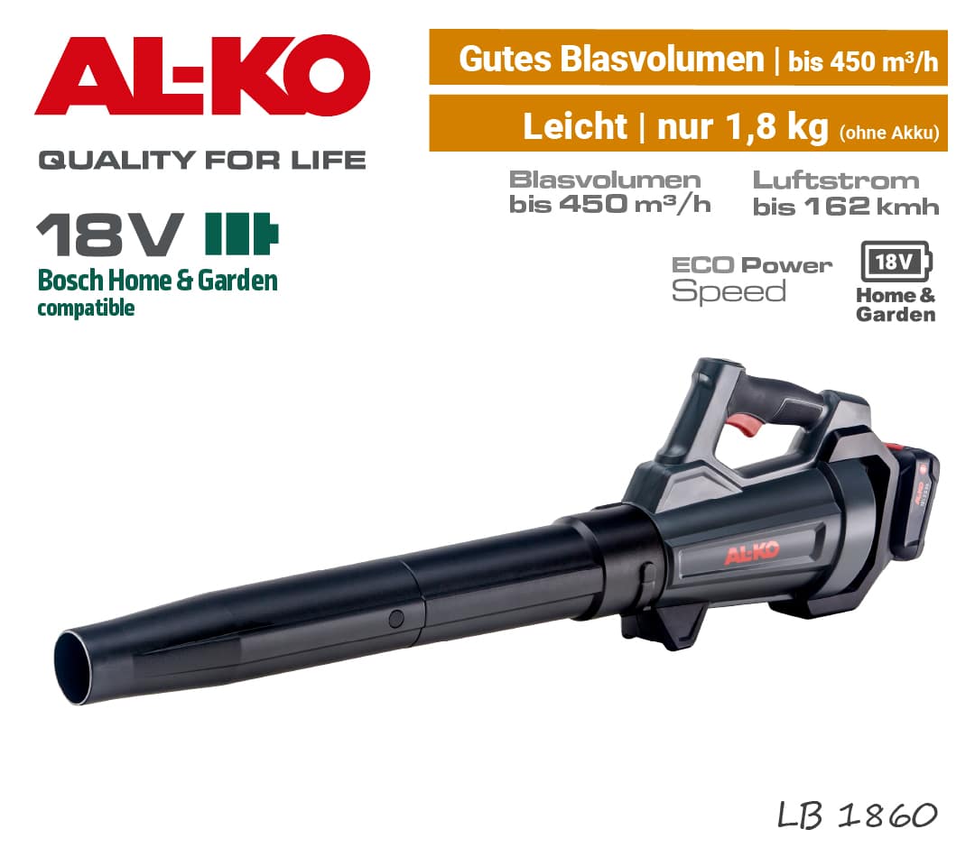 ALKO LB 1860 Akku-Laubbläser Bläser 18V Bosch-Home & Garden Power-For-All EU9