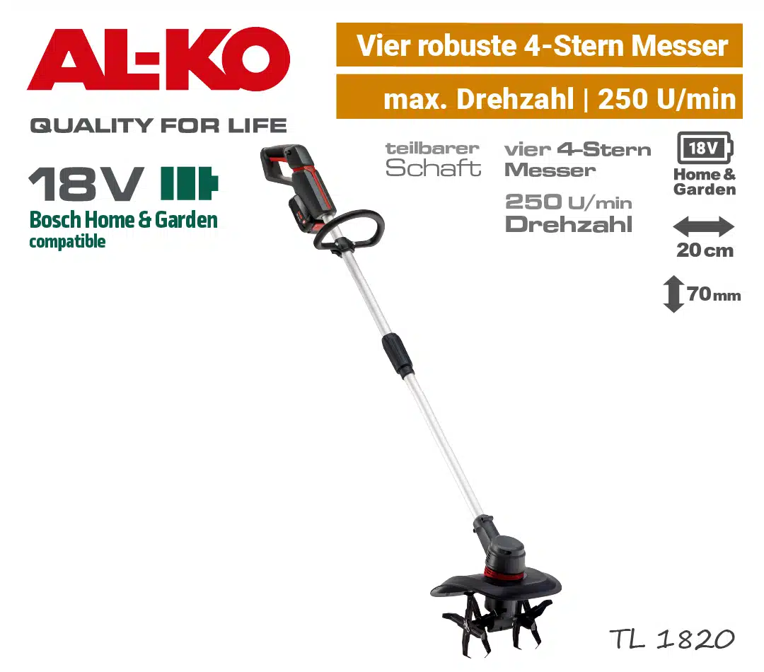 ALKO TL 1820 Akku-Bodenhacke Motorhacke 18V Bosch-Home & Garden Power-For-All EU9