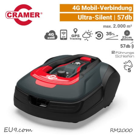 Cramer RM2000 Mähroboter Rasenroboter 4G-Mobilfunk GPS-Tracking RM 2000 EU9