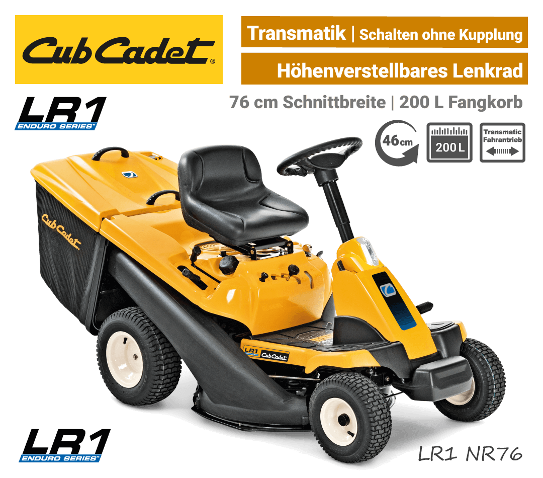 Cub Cadet LR1 NR76 Transmatic Aufsitzmäher Mini-Rider EU9