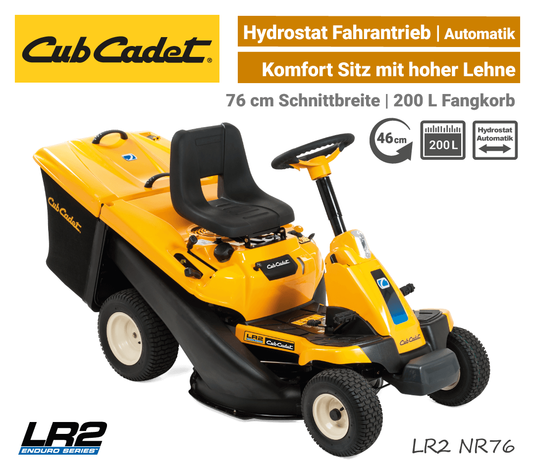 Cub Cadet LR2 NR76 Hydrostat Aufsitzmäher Mini-Rider EU9