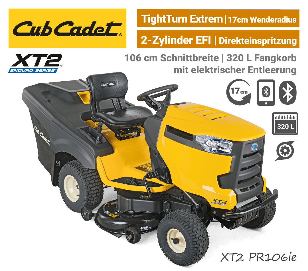 Cub Cadet XT2 PR106 ie Direkeinspritzung EFI 2-Zylinder Bluetooth Rasentraktor EU9