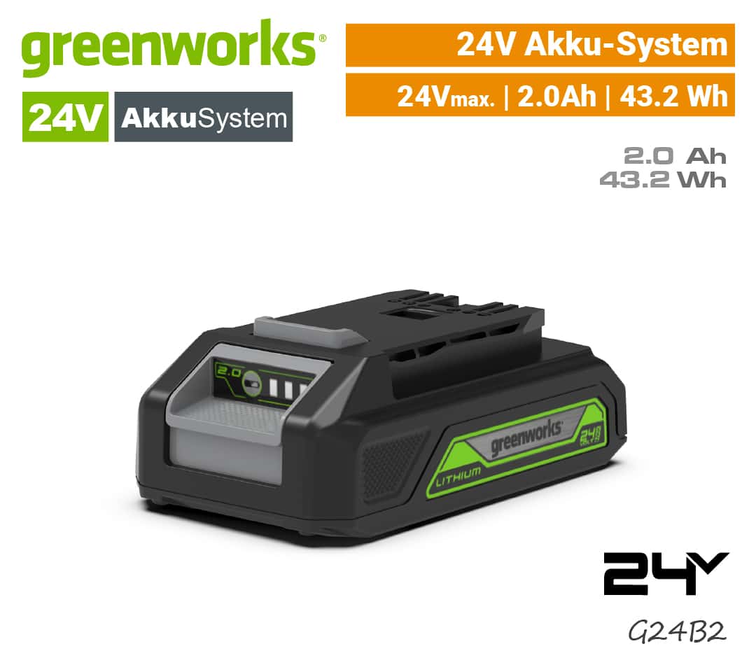 Greenworks 24V Akku 2Ah 2.0 Ah G24B2 EU9