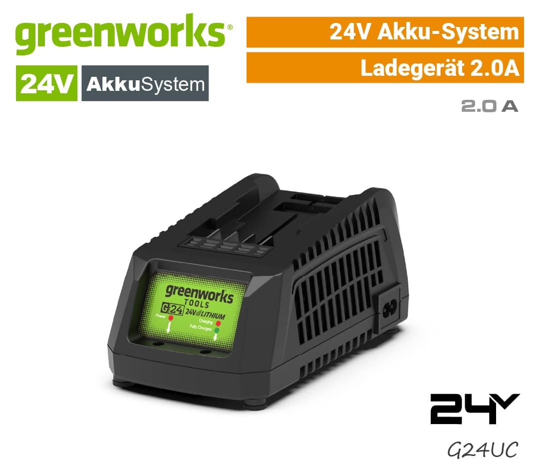 Greenworks 24V Ladegerät 2A 2.0A G24UC EU9