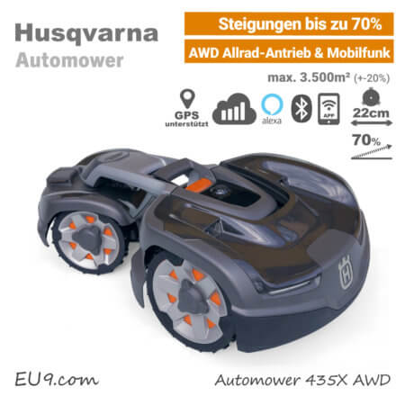 Husqvarna Automower 435X AWD Allrad GPS Ultraschall Mähroboter-Rasenroboter EU9