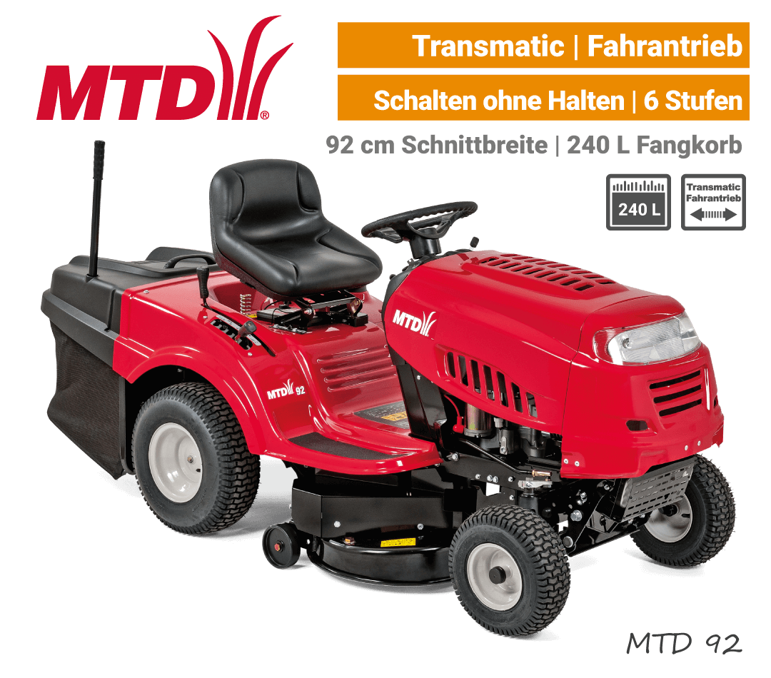 MTD 92 Transmatic Rasentraktor Aufsitzmäher mit Fangkorb EU9