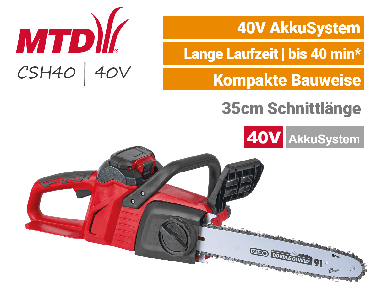 MTD CSH 40 - 40V Akku-Kettensäge Motorsäge 40 Volt EU9