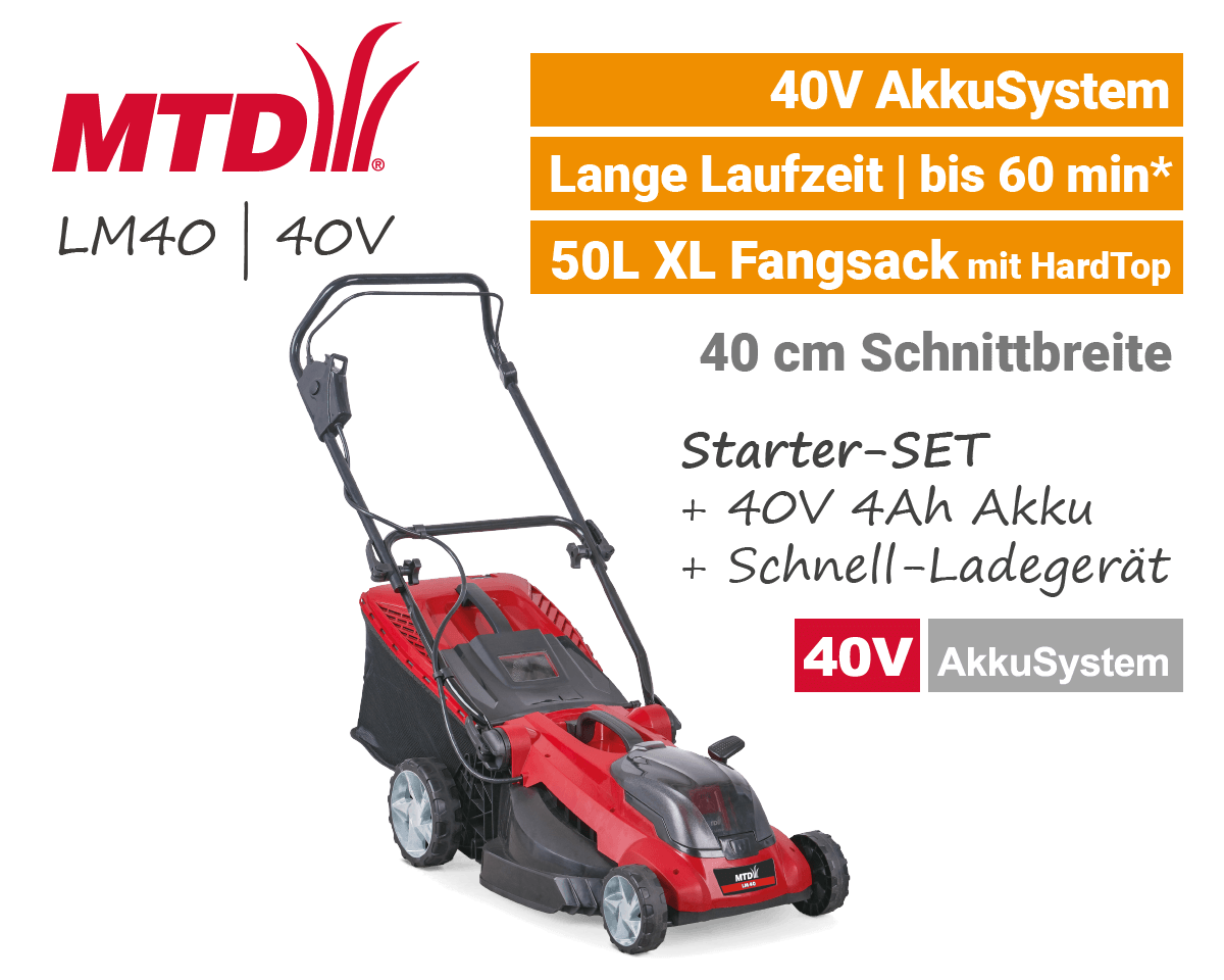 MTD LM 40 40 Volt Akku-Rasenmäher EU9