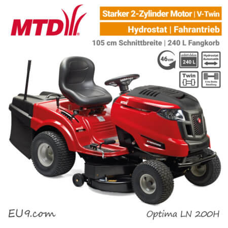 MTD Optima LN 200 H Hydrostat 2-Zylinder V-Twin Rasentraktor Aufsitzmäher mit Fangkorb EU9