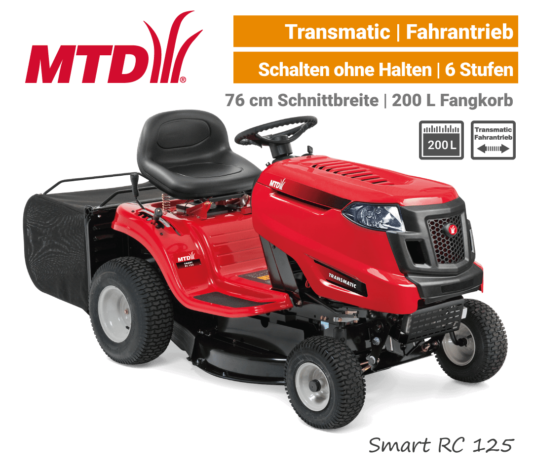 MTD Smart RC 125 Transmatic Rasentraktor Aufsitzmäher mit Fangkorb EU9