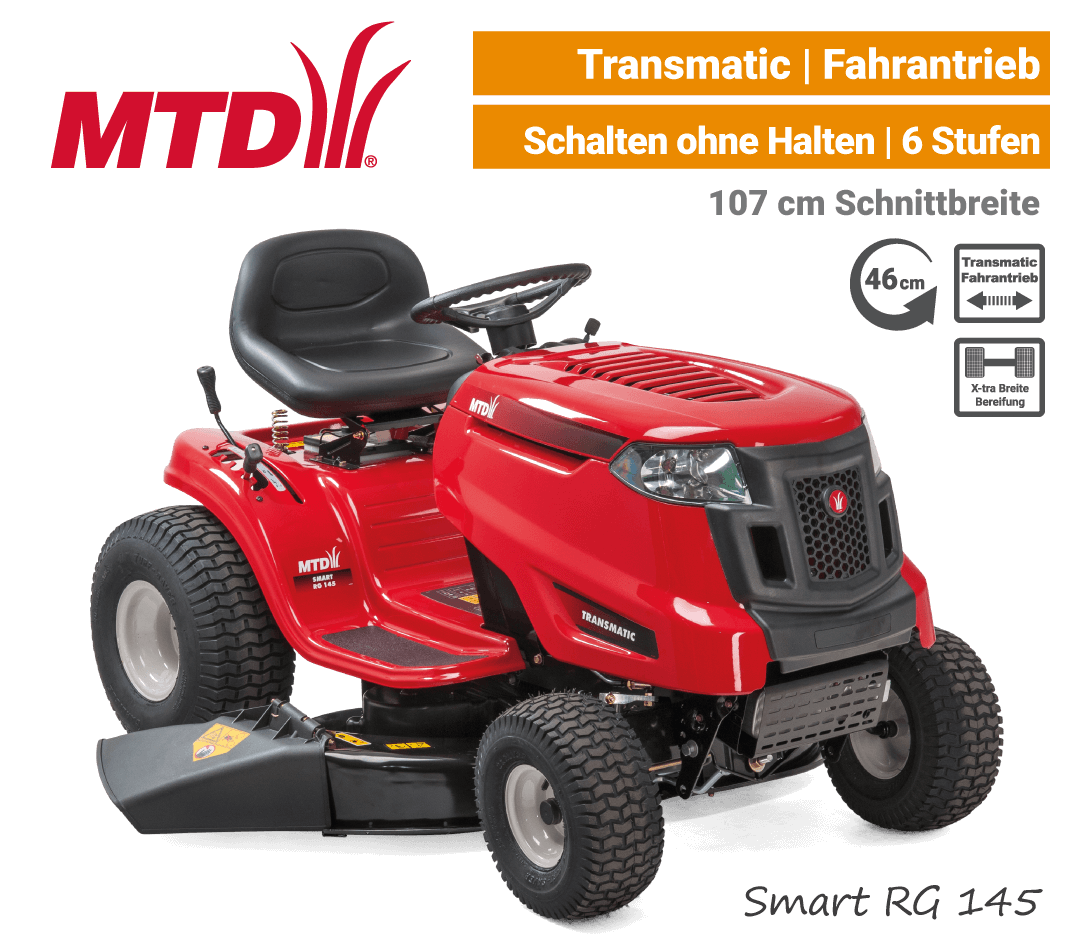 MTD Smart RG 145 Transmatic Rasentraktor Aufsitzmäher mit Seitenauswurf EU9