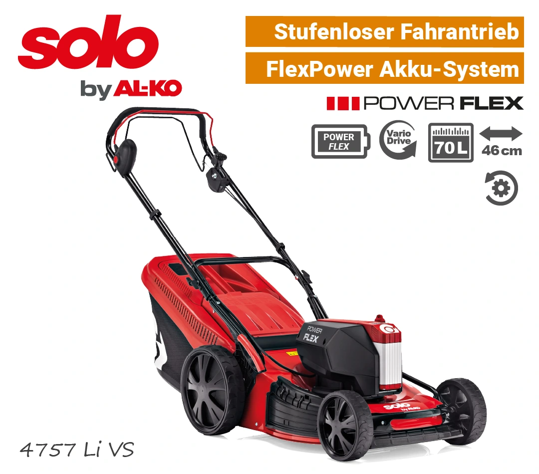 SOLO 4757 Li VS Akku-Rasenmäher PowerFlex ALKO Rad-Antrieb EU9