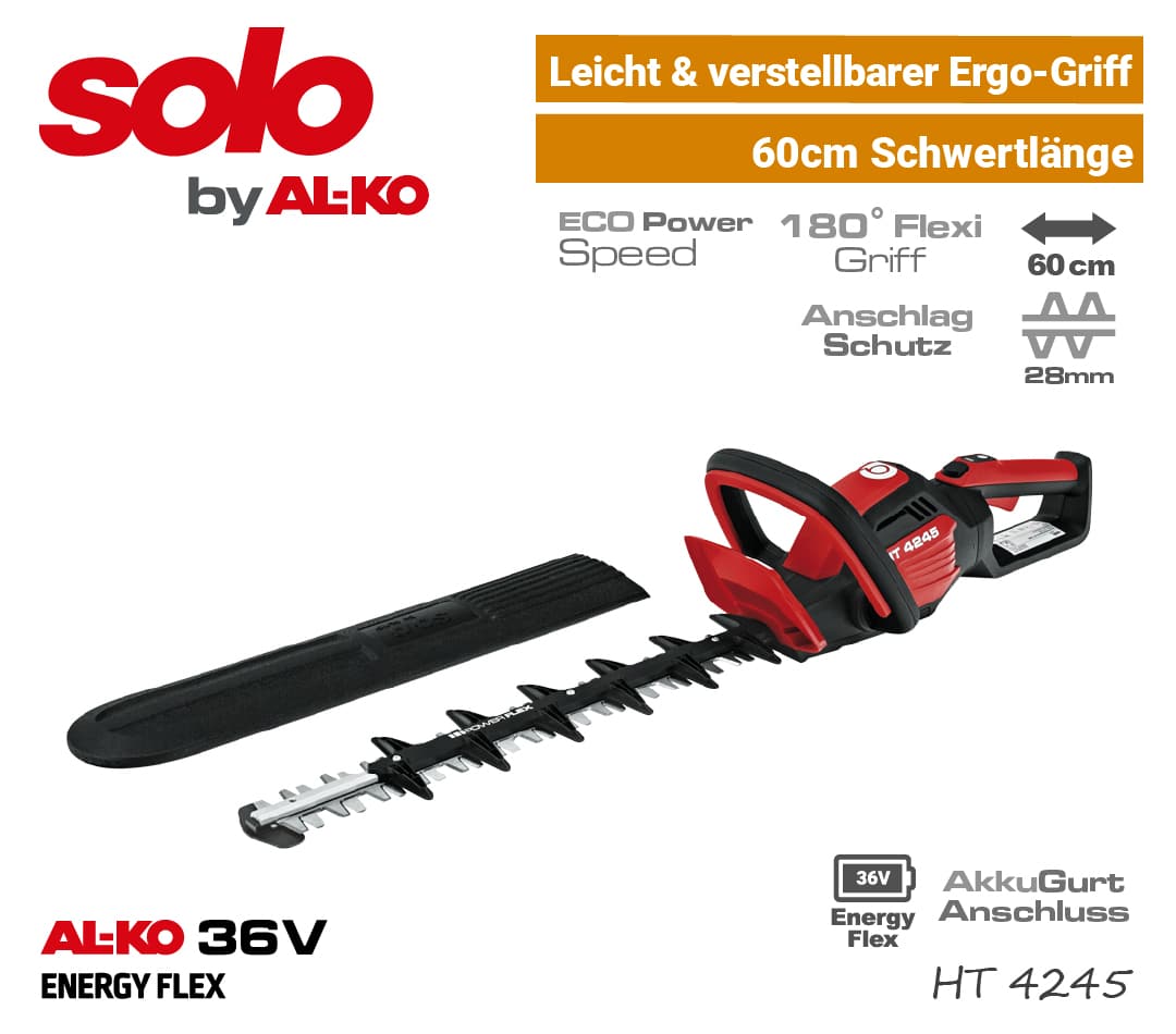 SOLO ALKO HT 4245 Akku-Heckenschere 36V EnergyFlex 40V Heckenschneider EU9