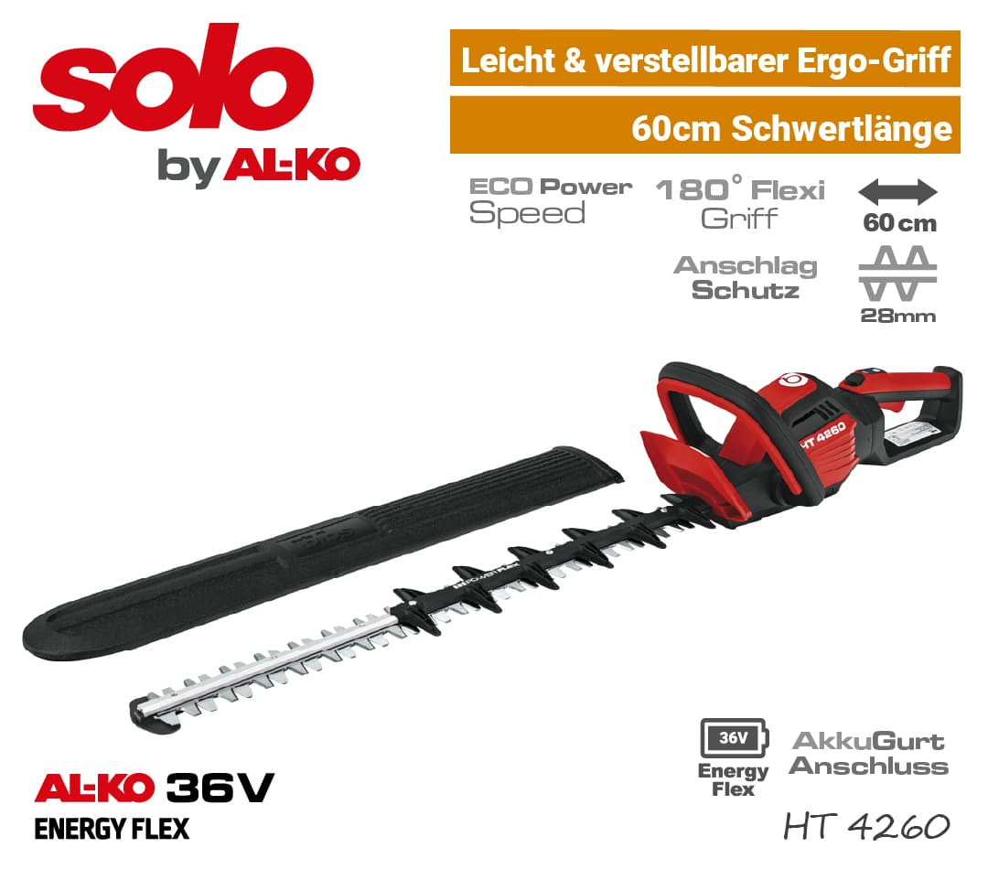 SOLO ALKO HT 4260 Akku-Heckenschere 36V EnergyFlex 40V Heckenschneider EU9