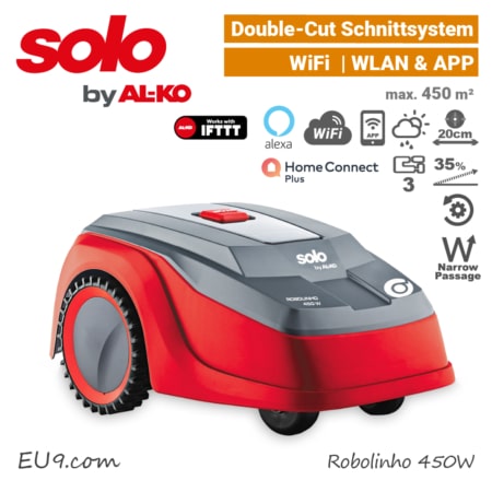 SOLO Robolinho 450 W ALKO Mähroboter Rasenroboter WiFi WLAN Smarthome Rechts EU9