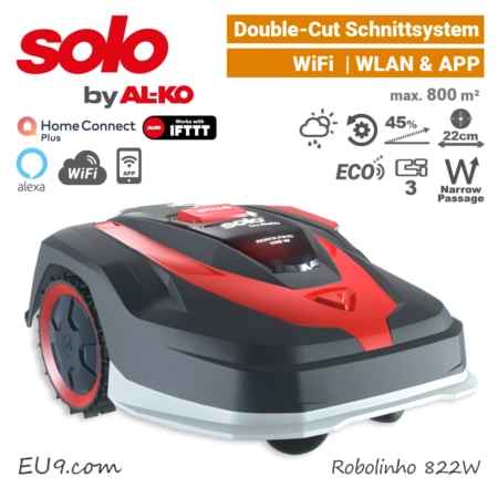 SOLO Robolinho 822 W ALKO Mähroboter Rasenroboter WiFi WLAN Smarthome Rechts EU9