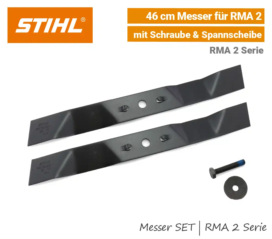 STIHL Messer SET 46 cm Mulchmesser Messerschraube RMA 2 2.1 2.0 Akku-Rasenmäher EU9