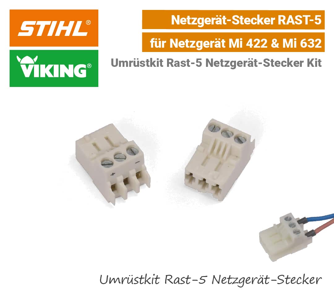 STIHL Viking Netzgerät Ladegerät Rast-5 Stecker 3-polig Mi 422 Mi 632