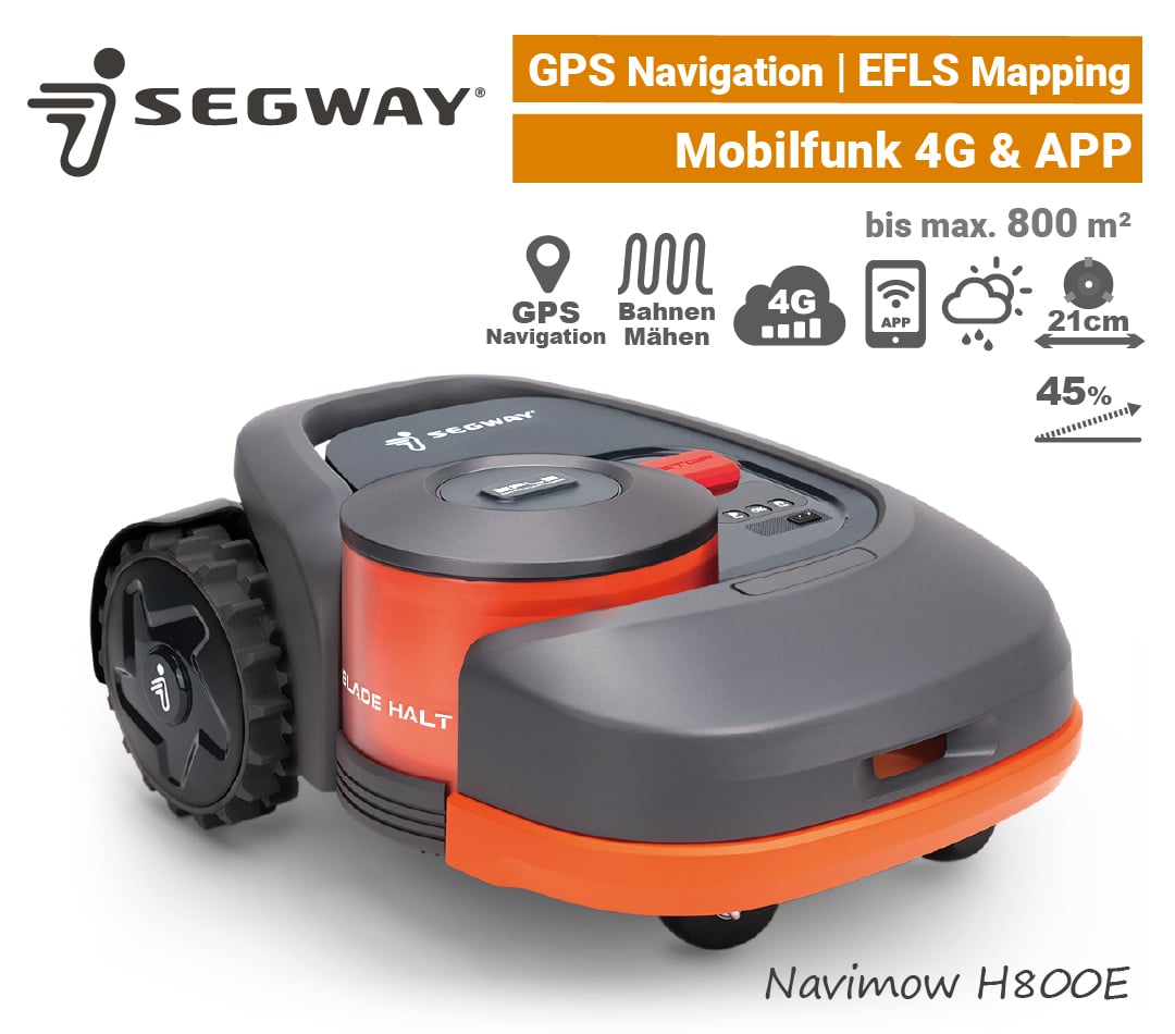 Segway Navimow H800E GPS RTK Rasenroboter GNSS Satelliten 4G EU9