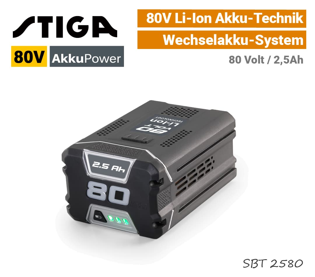 Stiga 80V Akku 80 Volt Li-Ion SBT-2580 2.5 Ah EU9