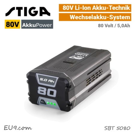 Stiga 80V Akku 80 Volt Li-Ion SBT-5080 5.0 Ah EU9