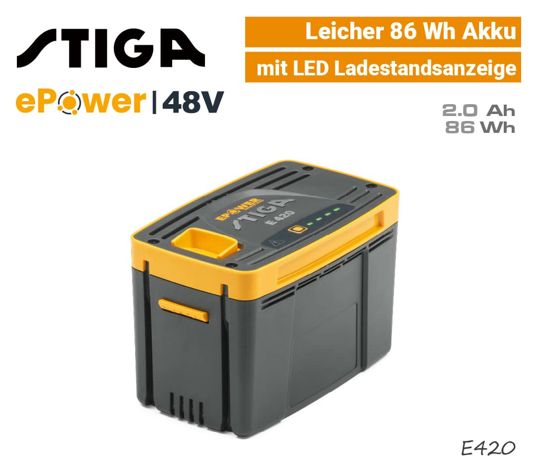 Stiga E 420 Akku 2 Ah ePower 48V E420 gelb EU9