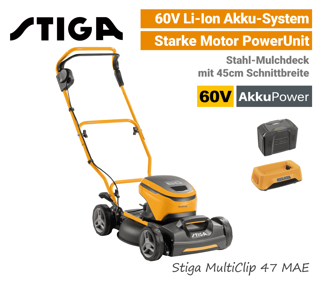 Stiga MultiClip 47 MAE 60V Akku-Mulchmäher 60-Volt EU9