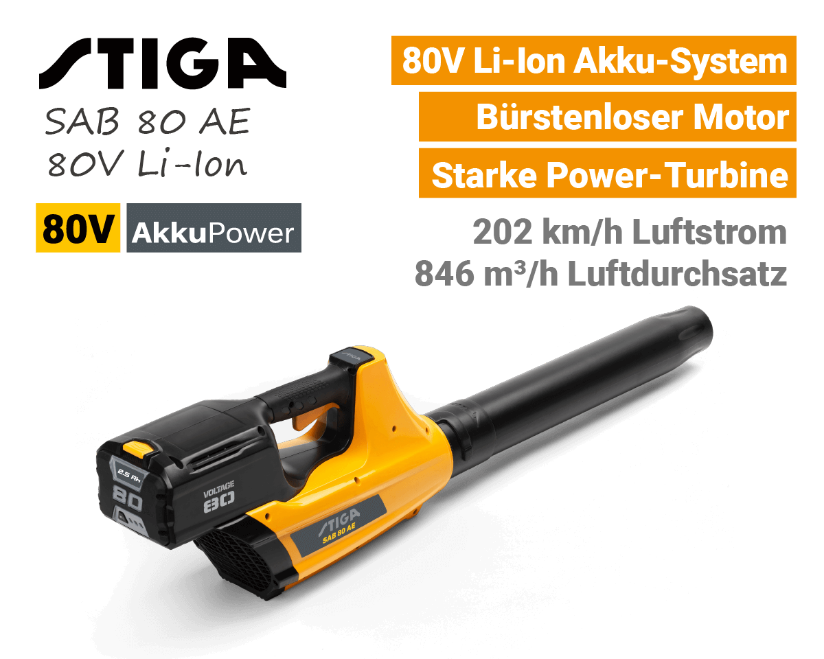 Stiga SAB 80 AE 80V Akku Laubbläser Bläser 80 Volt EU9