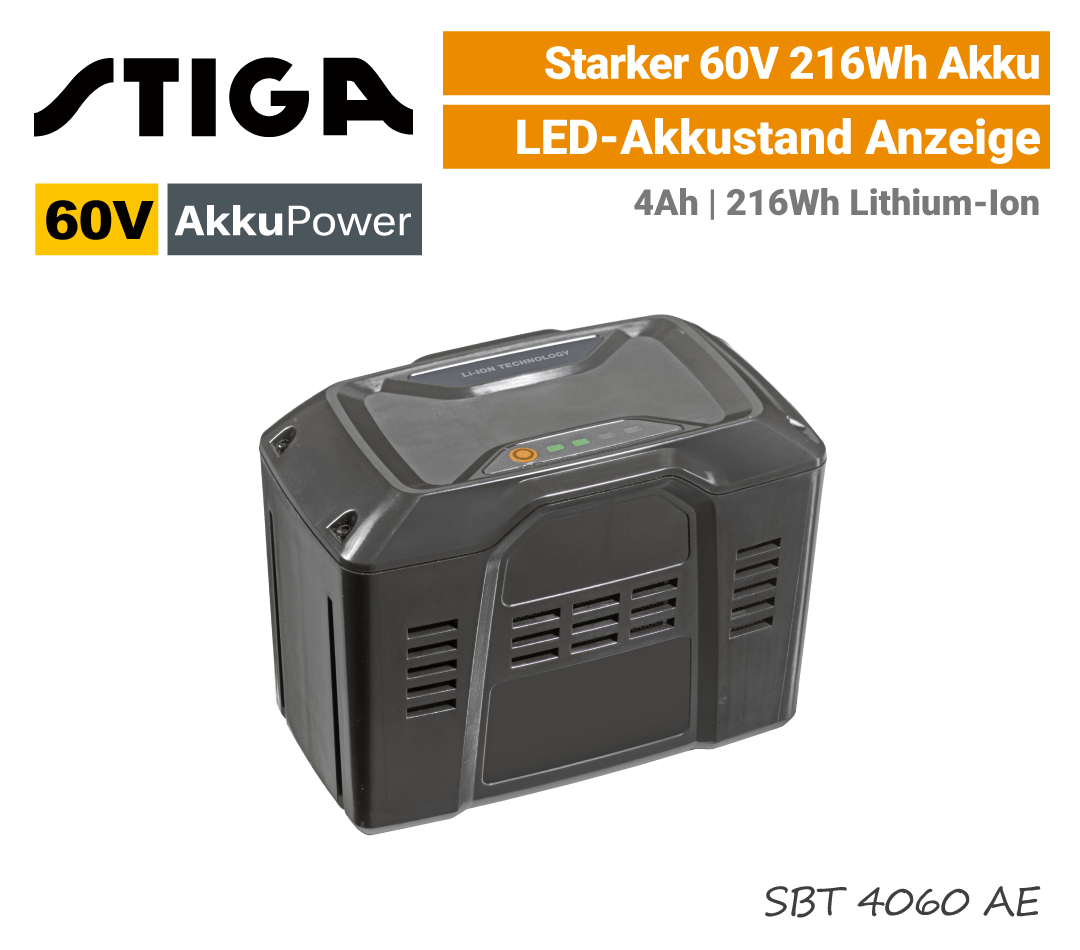 Stiga SBT 4060 AE Akku 4Ah 60V Serie EU9