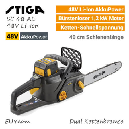 Stiga SC 48 AE 48V Akku-Kettensäge Motorsäge 48 Volt EU9