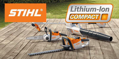 Stihl Compact Akku-Rasenmäher Akku-Heckenscheren EU9