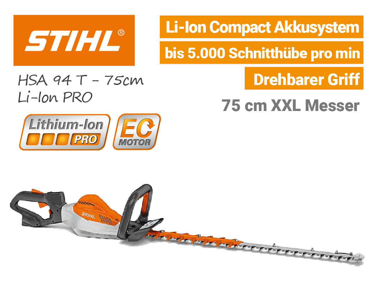 Stihl HSA 94 T 75cm Akku Heckenschere Lithium-Ion PRO EU9