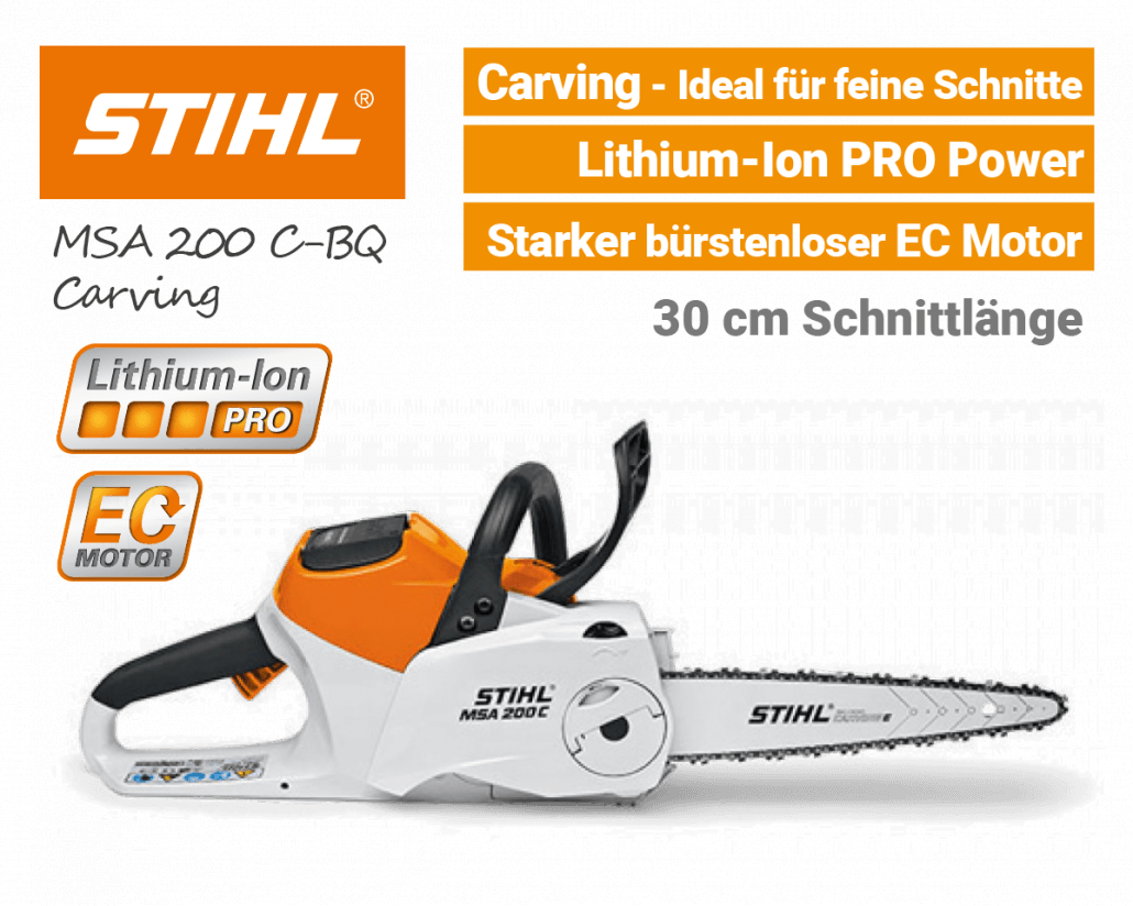 STIHL MSA 200 C-BQ Carving Akku-Kettensäge Motorsäge Lithium-Ion PRO EU9