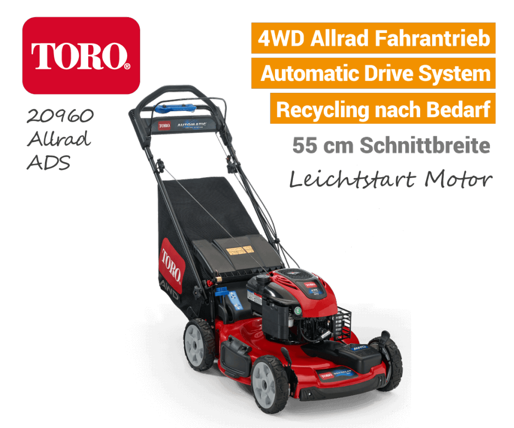 TORO 20960 Benzin-Rasenmäher 4WD Allrad Automatic-Drive-System