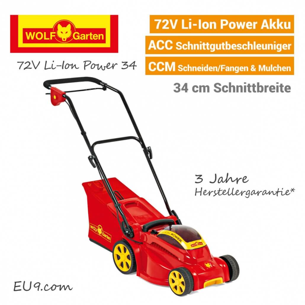 Wolf-Garten 72V Li-Ion Power 34 Akku Rasenmäher